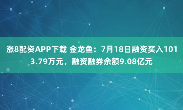 涨8配资APP下载 金龙鱼：7月18日融资买入1013.79万元，融资融券余额9.08亿元